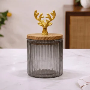 Ribbed Glass Jar | Stag Antler Lid | 2 Colors — Castle Crafts