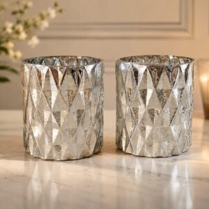 Pattern: Diamond-Faceted Cylinder Jar with Textured Vintage Reflection-AF GLASS
