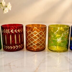 vintage cut glass votive and tea light candle holder-AF GLASS