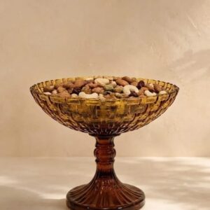 Vintage Basketweave Glass Pedestal Bowl / Fruit Stan-AF GLASS