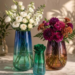 (Blue-to-Teal Green, Deep Purple-to-Amber, Emerald-to-Aqua) with High Transparency-AF GLASS