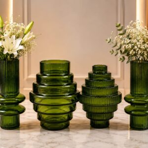Clarity Emerald Green Glass with Smooth Translucent Glossy Finish ​Design / Pattern: Modern Geometric Tiered-AF GLASS