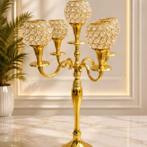 olished Royal Gold Metallic Finish with Sparkling Clear Crystal Beads-AF GLASS