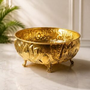 Pattern: Intricate Embossed Lotus Motif, Detailed Floral Mandala Center, Ornate Claw Feet-AF GLASS
