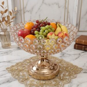 Crystal Embellished Gold Bowl Stand-AF GLASS