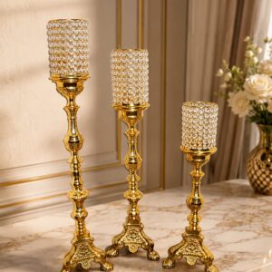 Vintage Baroque embossed stem with crystal-beaded mesh cylinder-AF GLASS