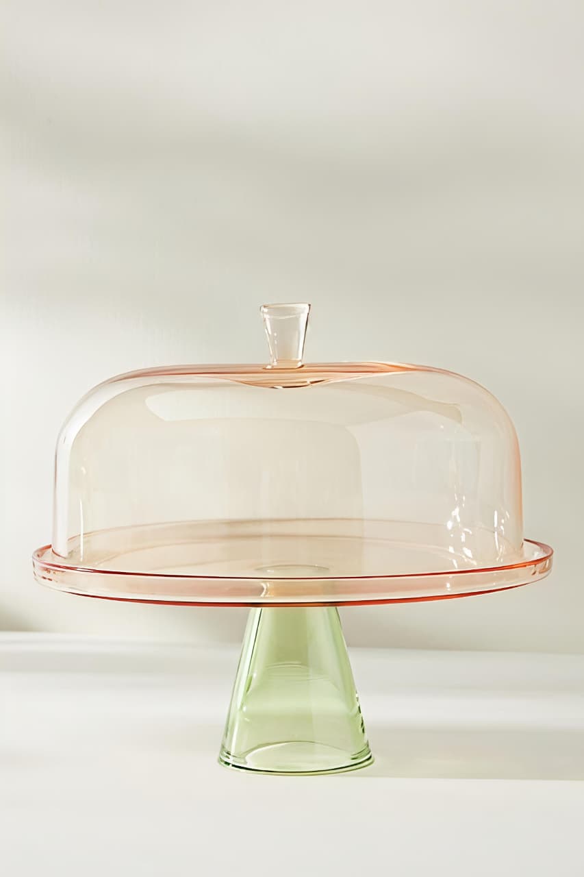 Glass cake stand with dome cover-AFGLASS